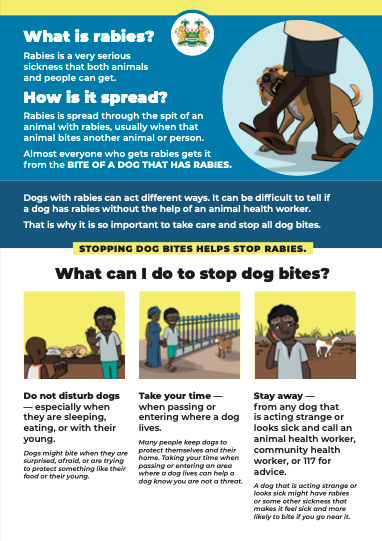Rabies awareness poster in Sierra Leone